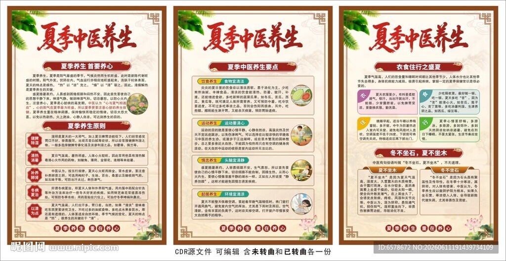 夏季中医养生健康教育展板