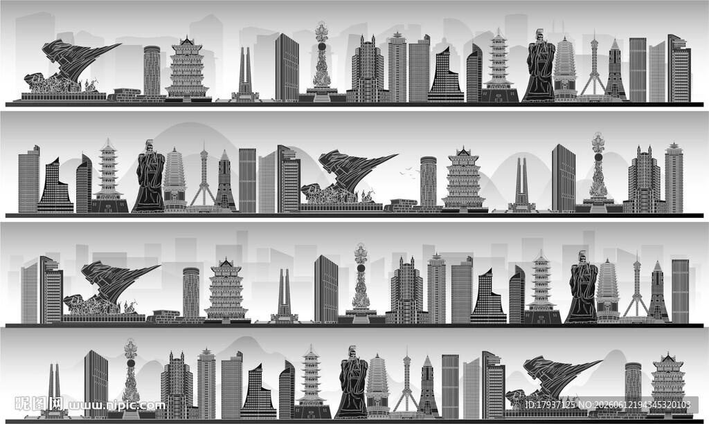 河北城市建筑剪影景点