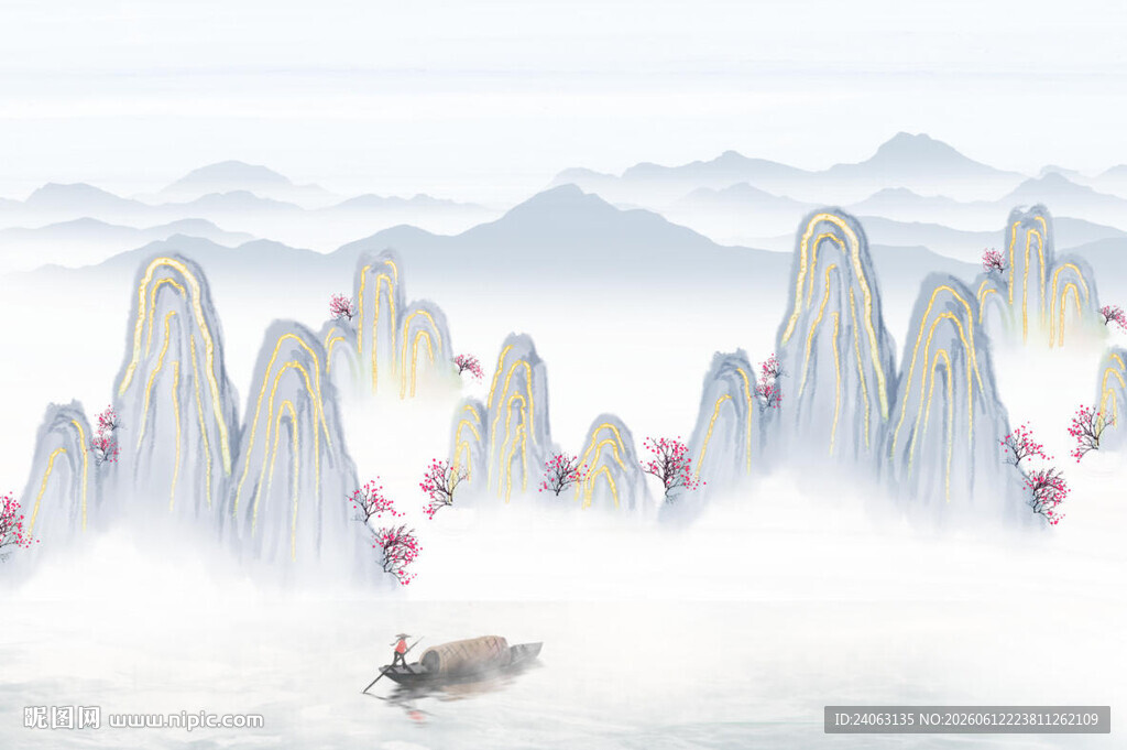 国画山水背景墙