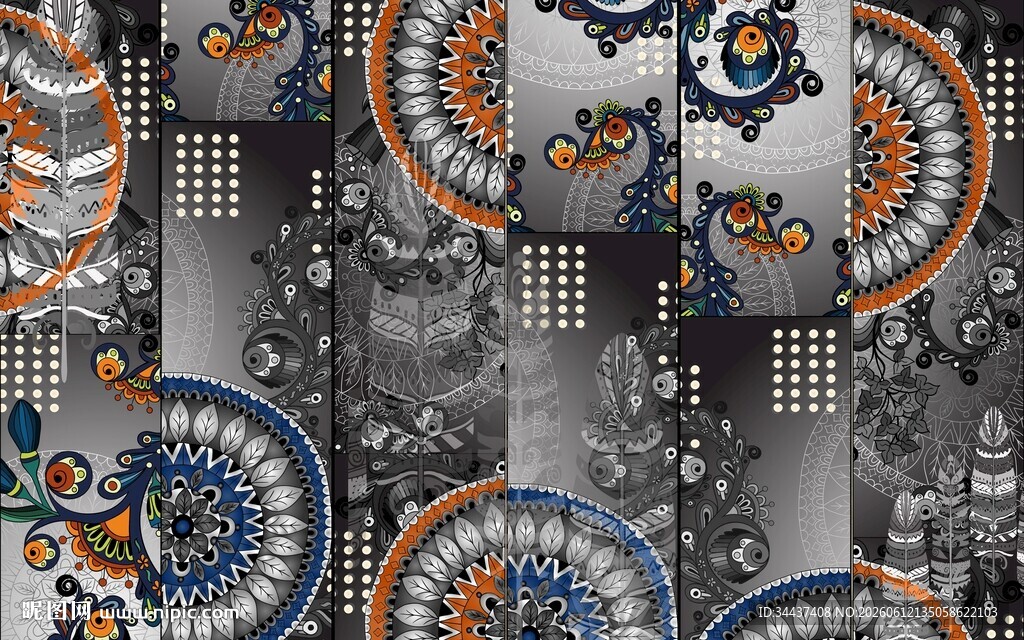现代花纹背景墙