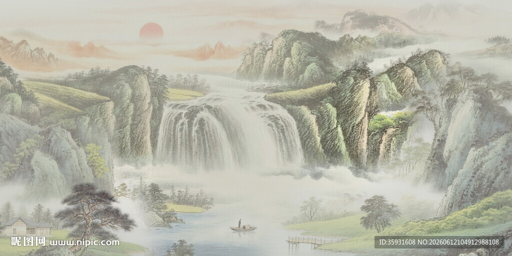 新中式水墨山水画
