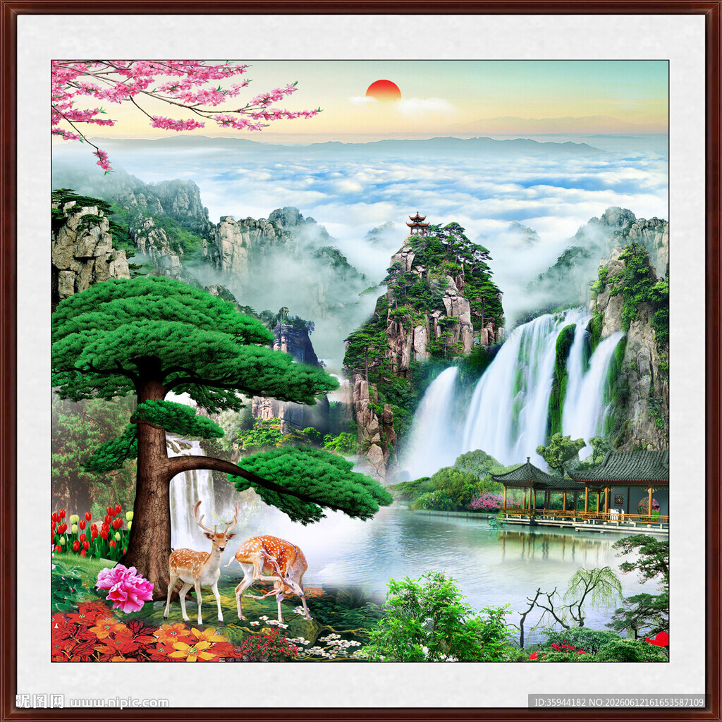 方形山水画