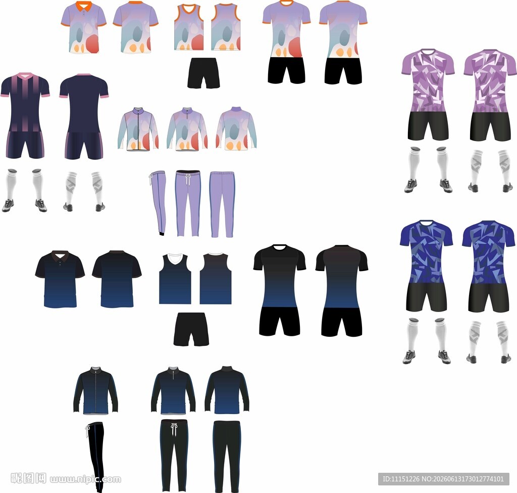 多样款式运动服装展示