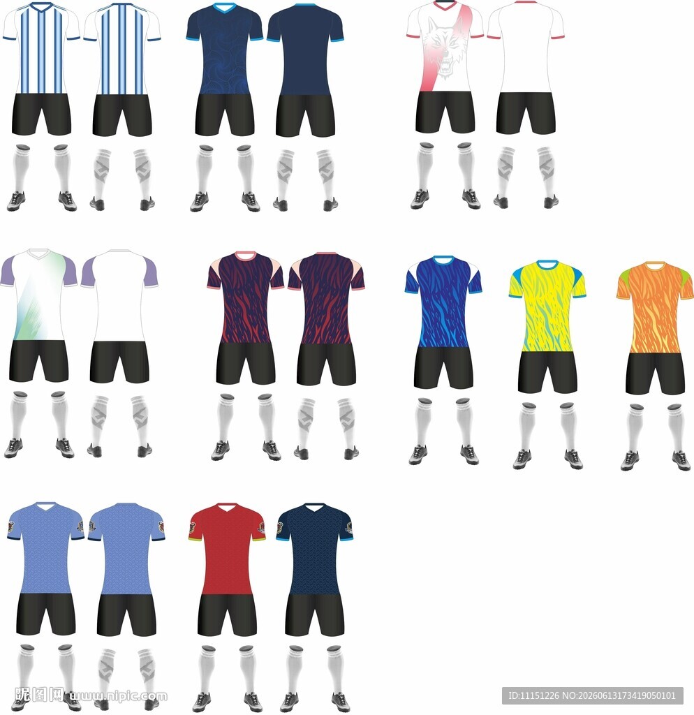 多样款式足球服展示