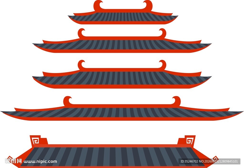 中式传统屋顶建筑元素