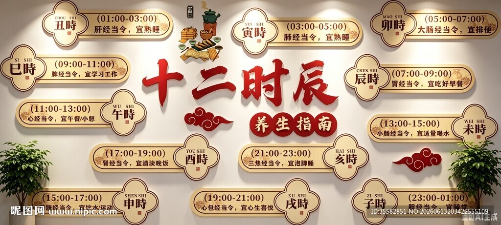 中医养生十二时辰文化墙