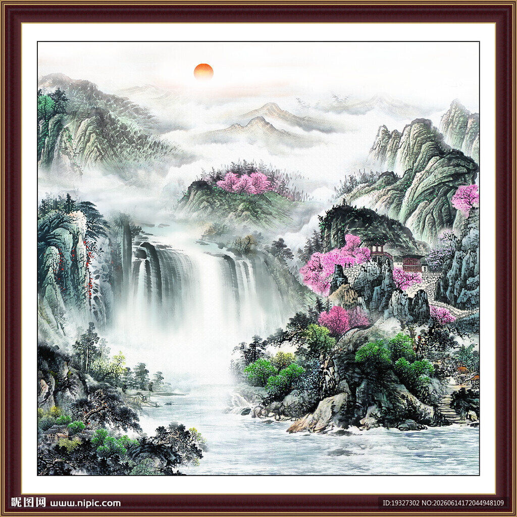 客厅中堂画 聚宝盆风水画