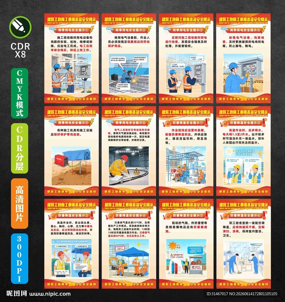 建筑工地暴雨高温安全提示 