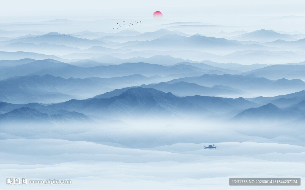 中国风水墨山水画背景画