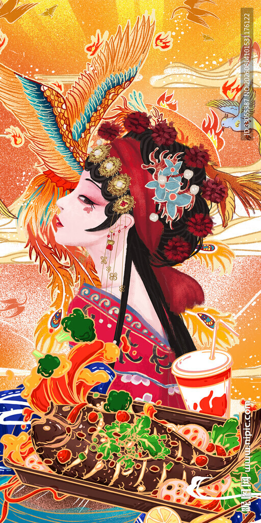 烤鱼背景墙