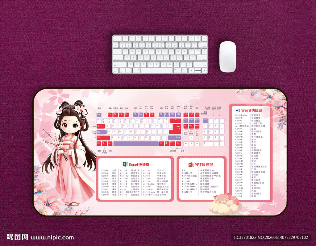 古风粉色少女鼠标垫