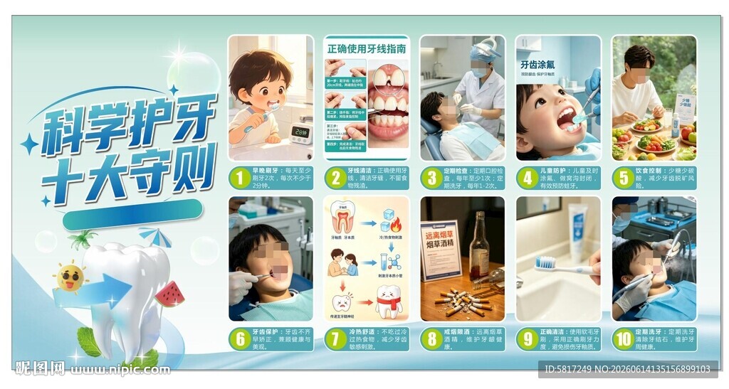 科学护牙十六守则海报