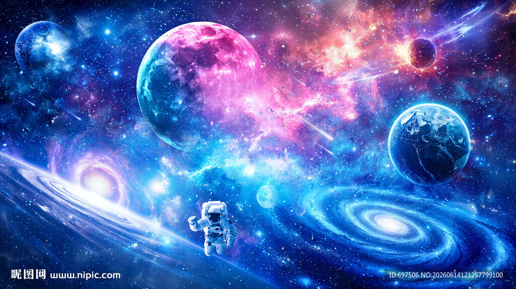 璀璨银河宇宙漩涡黑洞星球背景墙