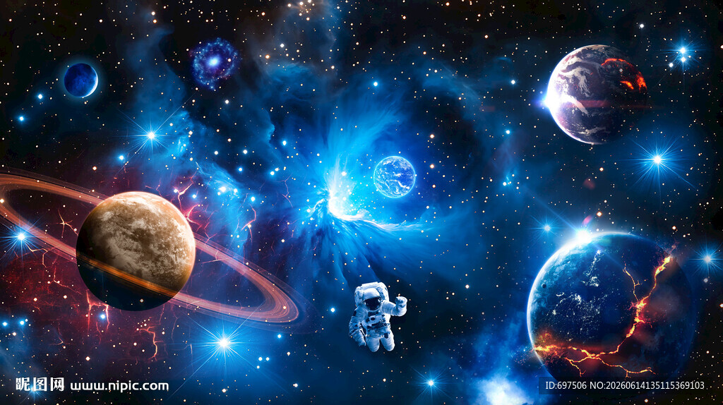 银河宇航员太空星球宇宙星空背景