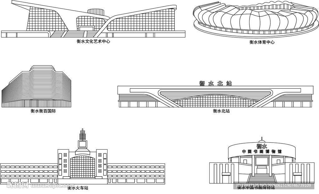 衡水城市建筑剪影景点