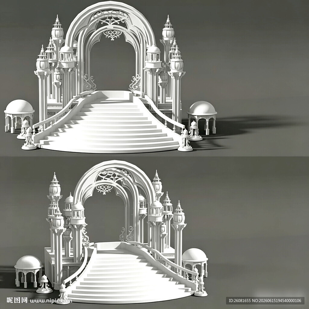 梦幻欧式城堡拱门3D模型