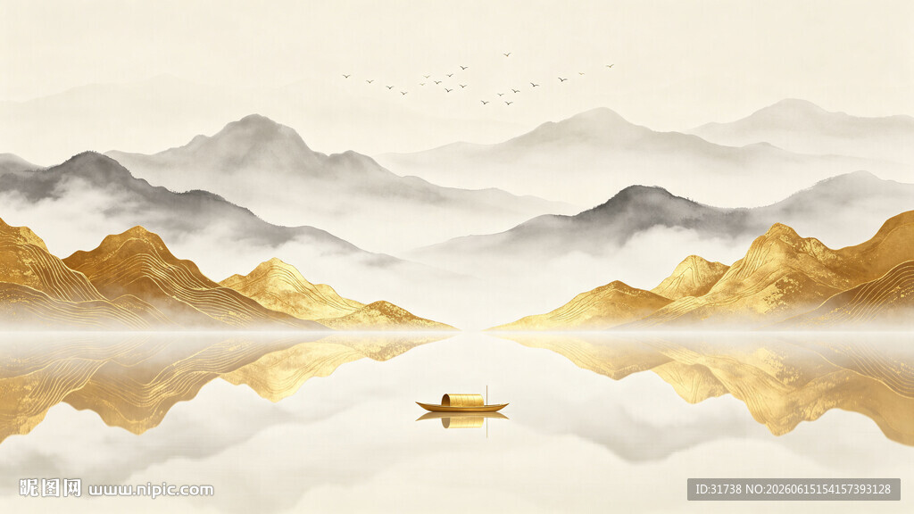金色山水画