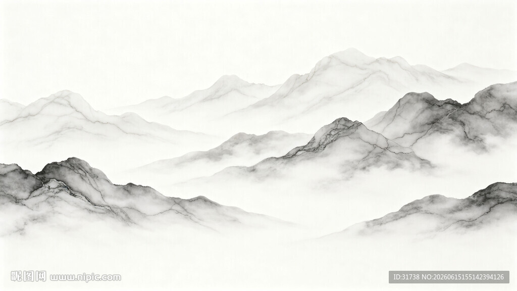 大理石纹水墨山水画