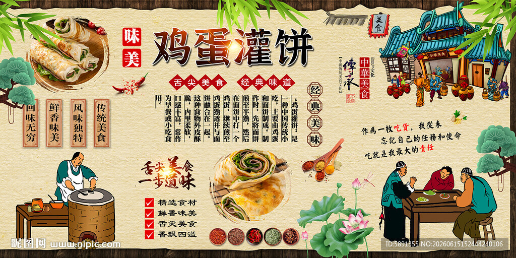 鸡蛋灌饼背景墙
