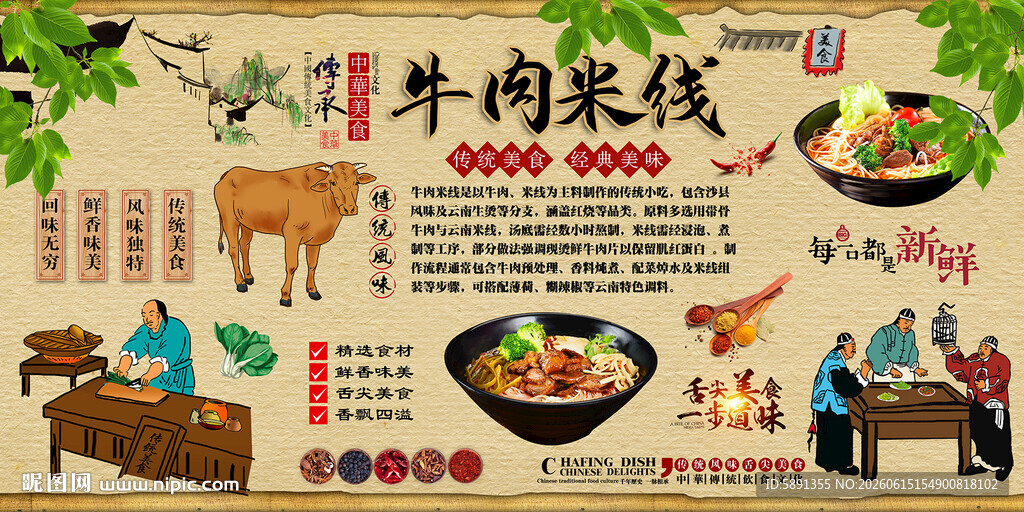 牛肉米线背景墙