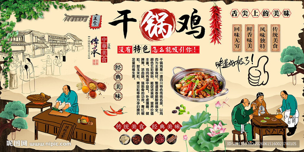 干锅鸡背景墙