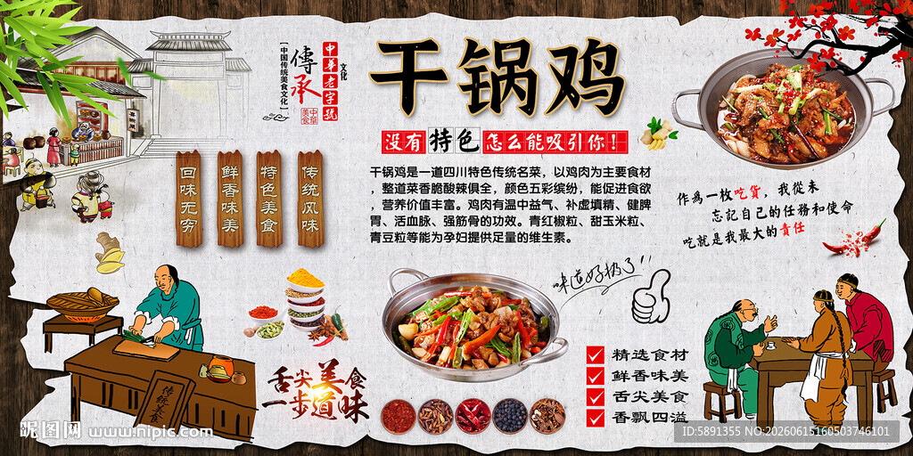 干锅鸡背景墙
