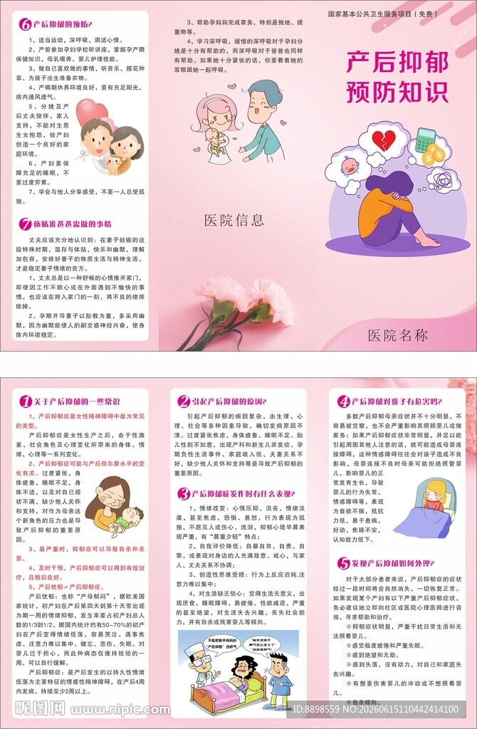 产后抑郁预防知识折页