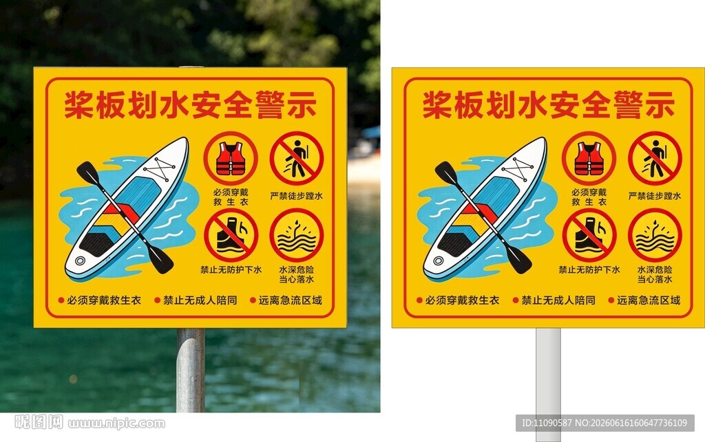 桨板划水安全标识牌