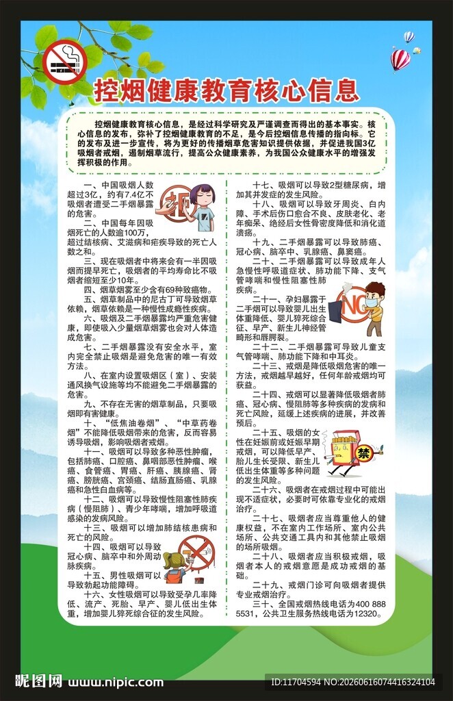 控烟健康教育核心信息30条海报