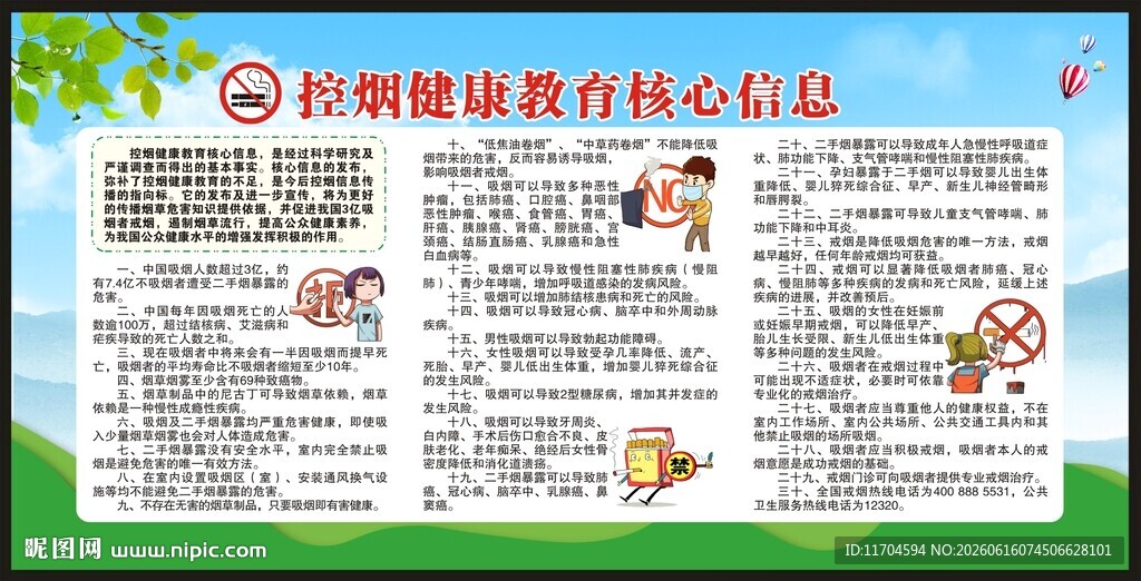 控烟健康教育核心信息宣传栏