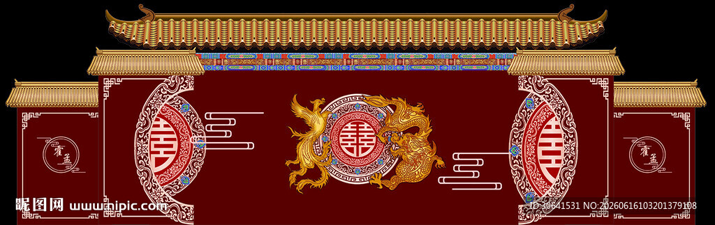 中式传统宫殿建筑大门