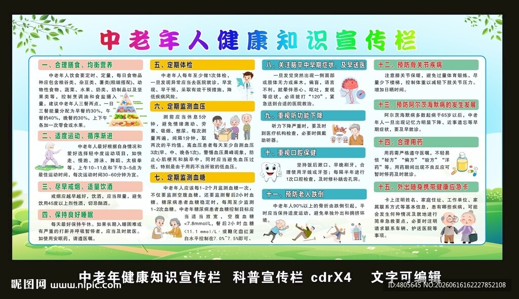 中老年人健康知识宣传栏
