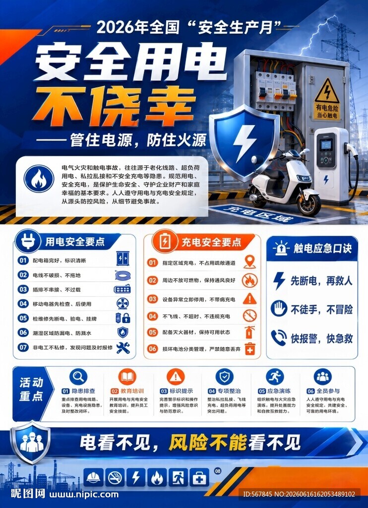 安全生产月 安全用电宣传海报