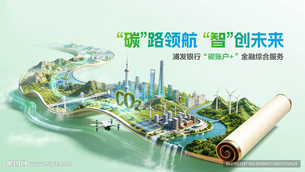 智慧城镇未来碳排放分层素材分层