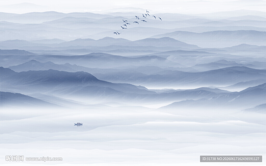 水墨群山背景图