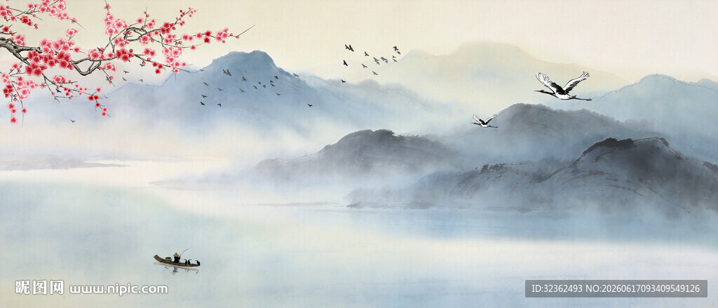 水墨画花开富贵