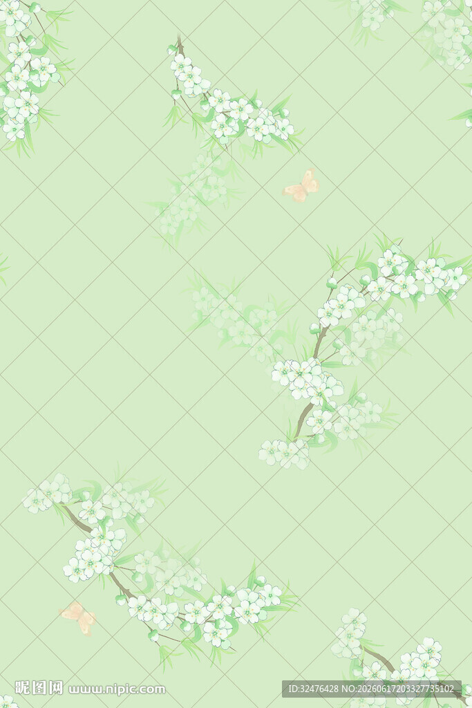 淡绿色花卉纹理背景图