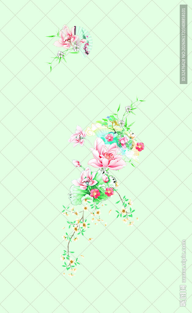 手绘花卉藤蔓图案设计