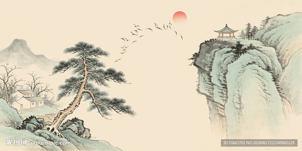 新中式客厅山水画