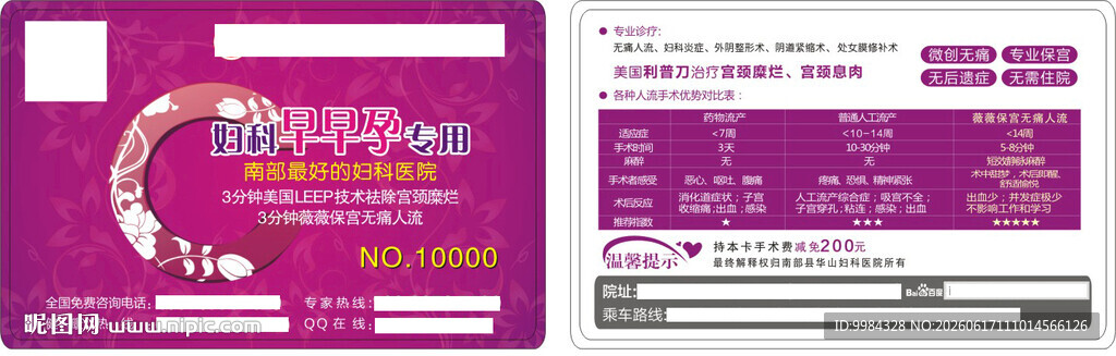 男科妇科医疗意外怀孕卡