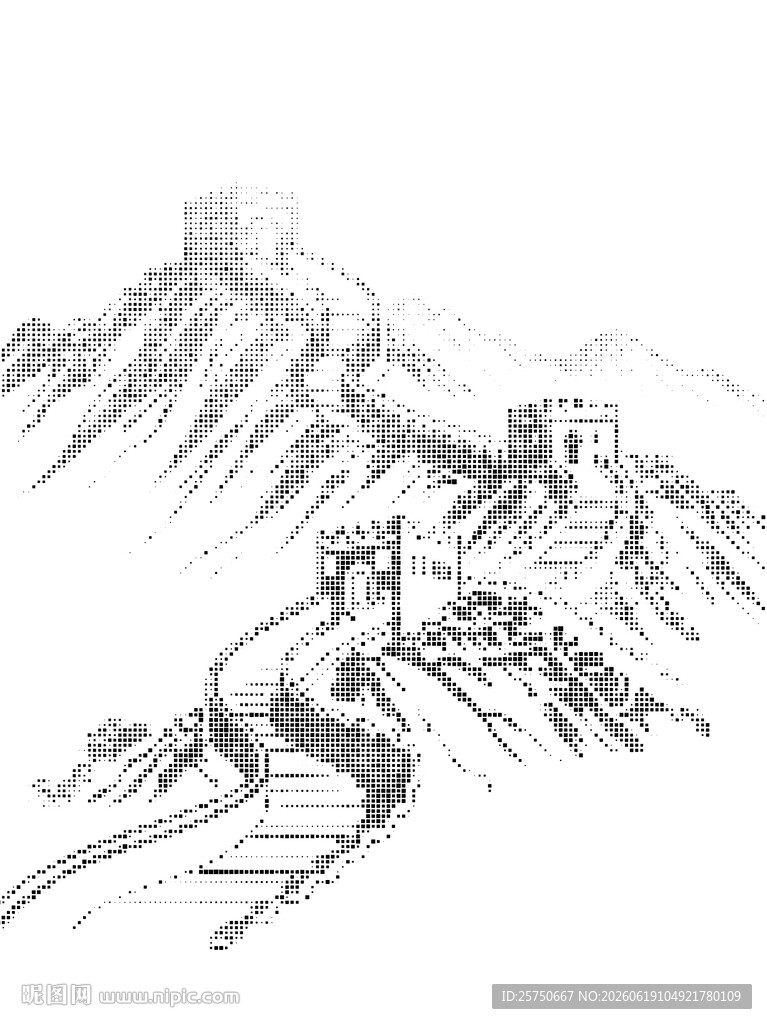 手绘长城图景