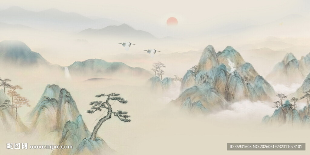 新中式青绿山水国画