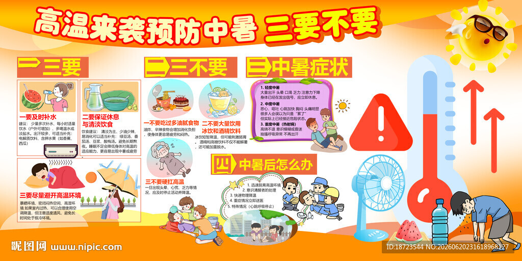 高温来袭 预防中暑 三要三不要