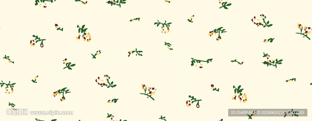 清新绿植碎花图案背景