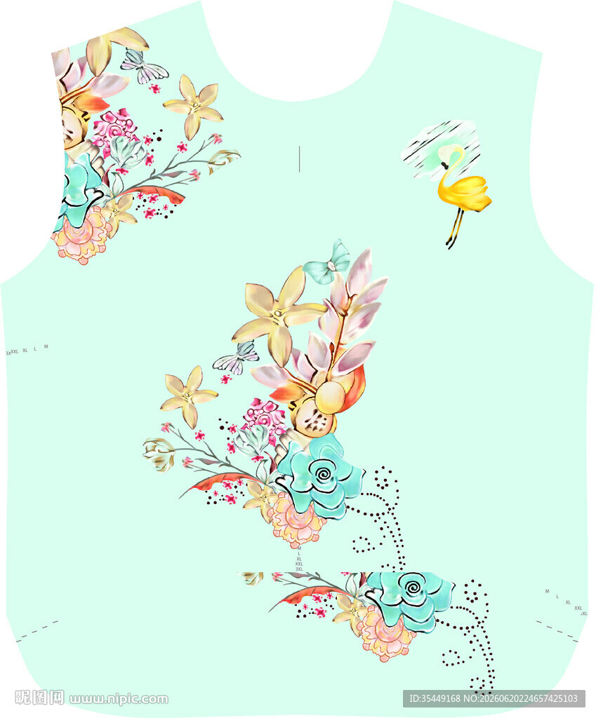 清新花卉图案无袖上衣