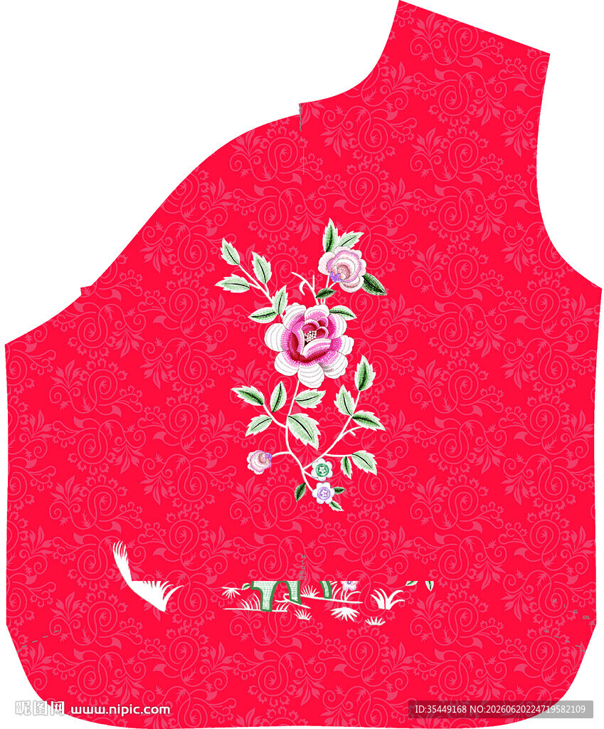 红色绣花无袖衣物