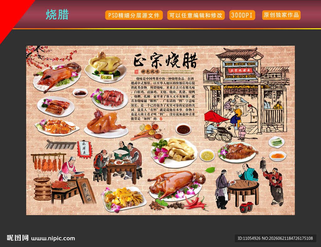 烧腊快餐店背景墙