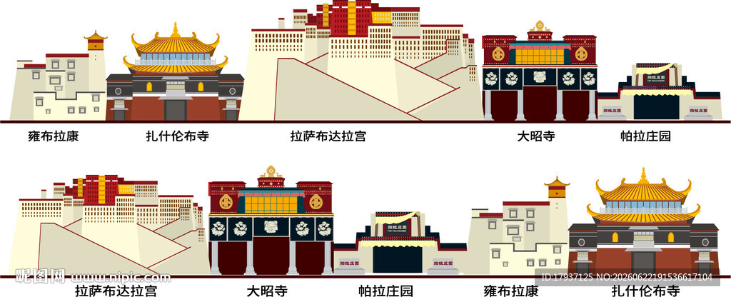 拉萨城市建筑剪影景点