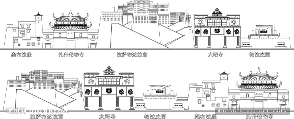 拉萨城市建筑剪影景点