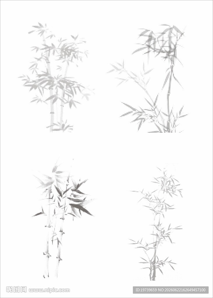 水墨风竹子手绘线稿图